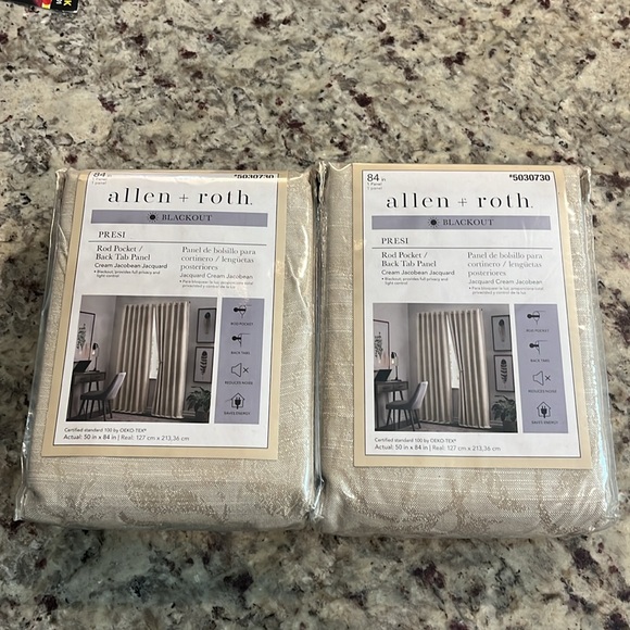 2PK Allen+Roth 50x84-in Cream Blackout Thermal Lined Grommet Curtain Panel - Picture 6 of 7